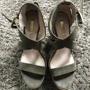 Louise et Cie Green Gold Buckle Platform Sandals